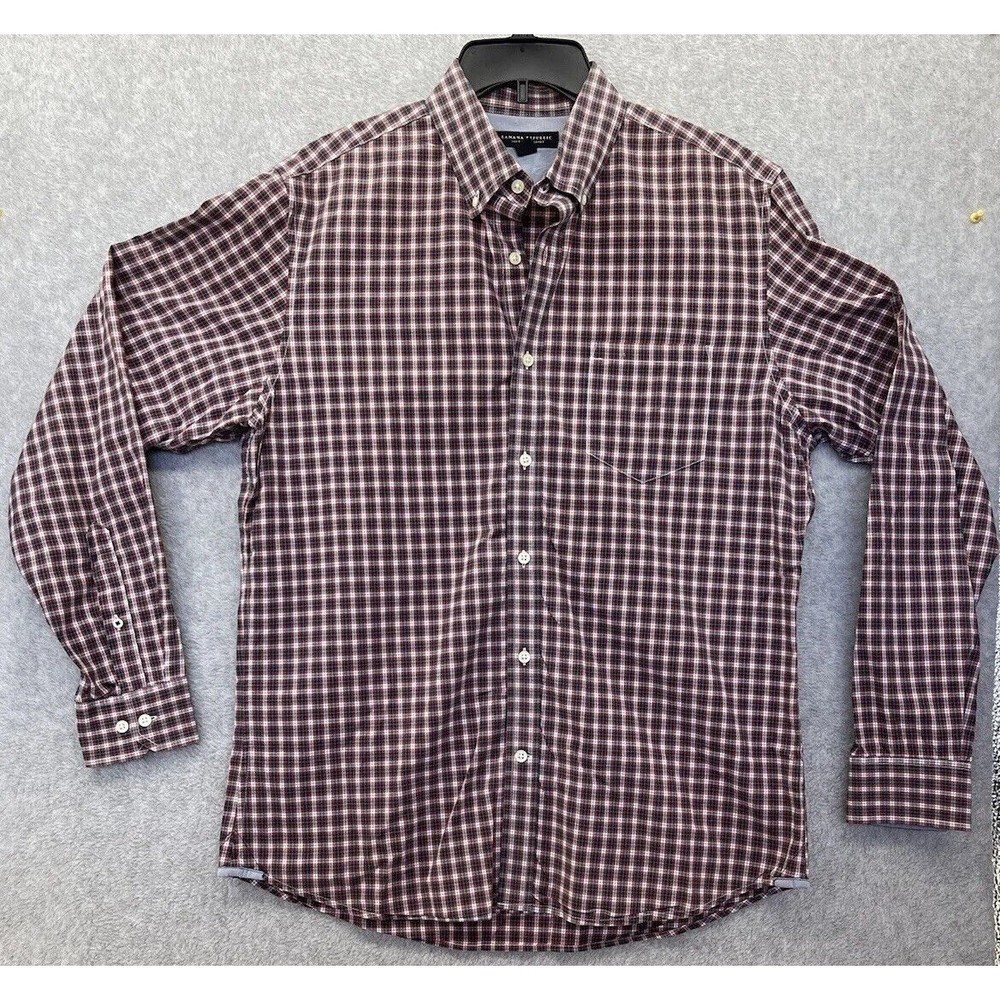 Banana Republic Men's button down shirt Soft Wash Large Red Plaid